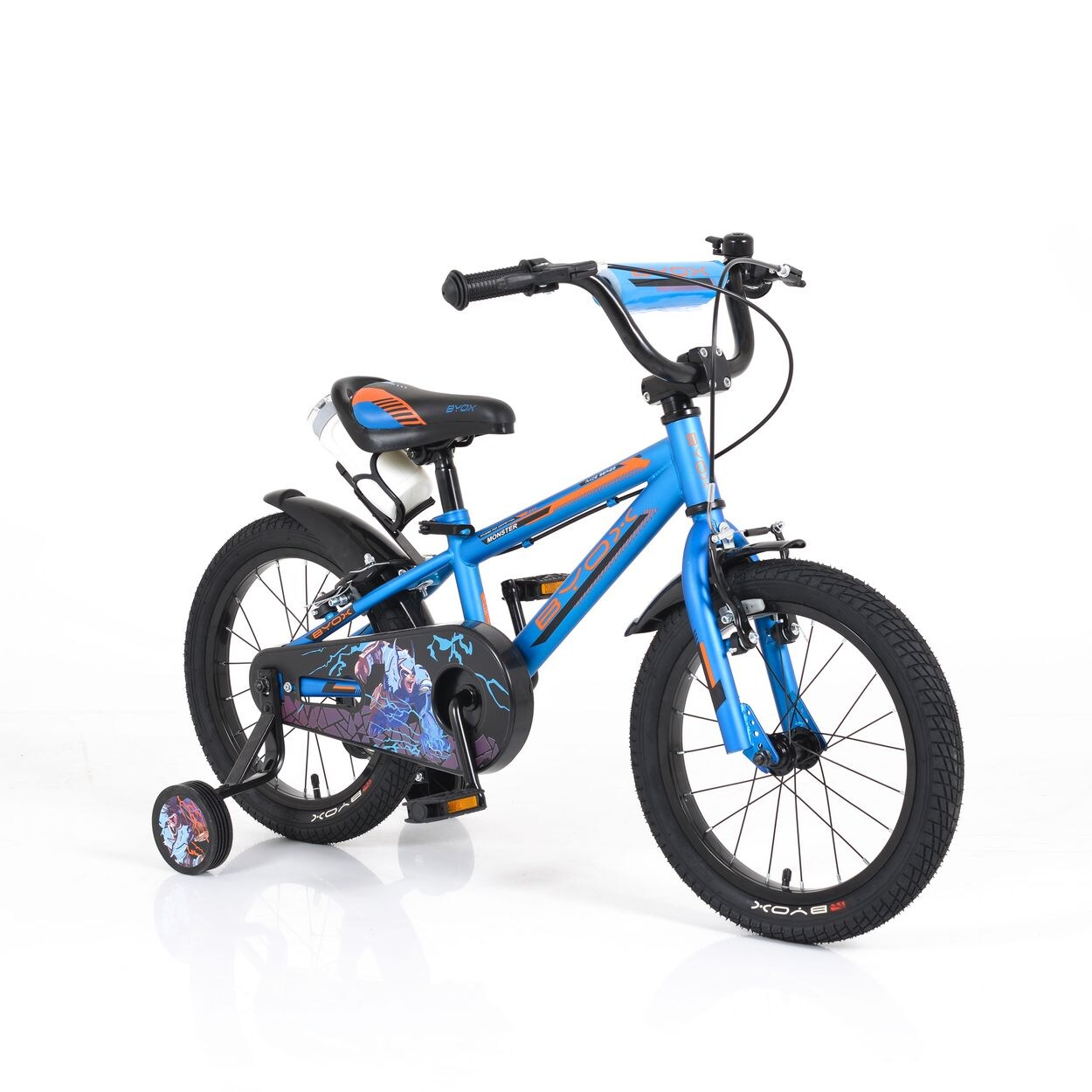 Byox Kinderfahrrad 16" Monster blau, Stützräder, Reflektoren, einstellbar