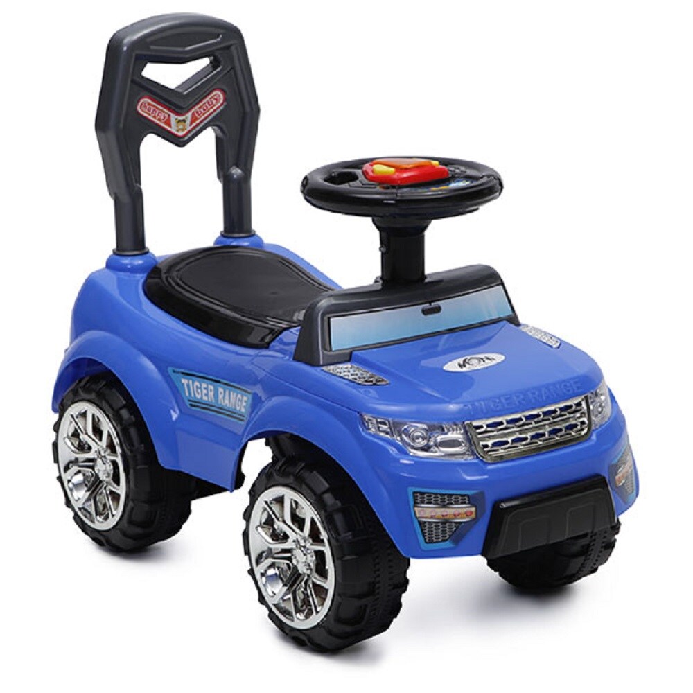 Rutscher, Kinderauto Tiger Range mit Musik- Lichtfunktion Staufach im Sitz blau