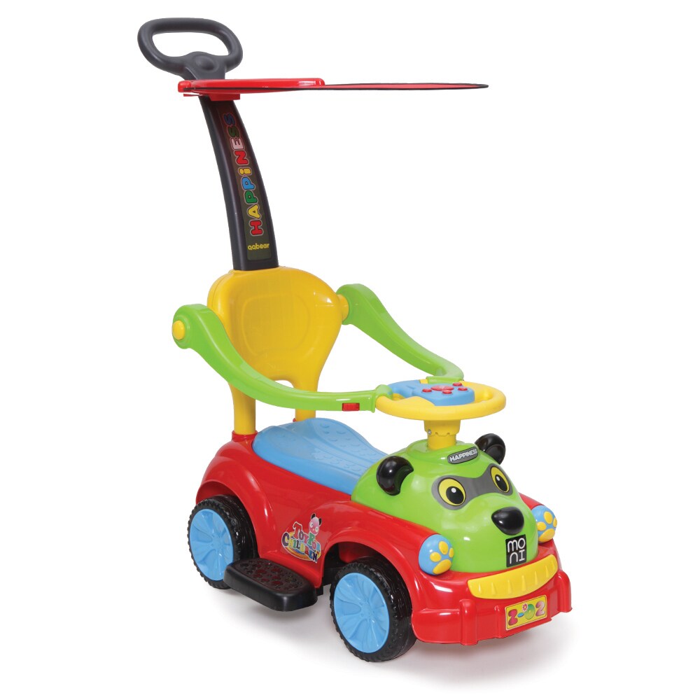 Rutschauto, Rutscher Panda 3 in 1 mit Griff, Lehne, Bügel, Fußstütze, Sonnendach rot