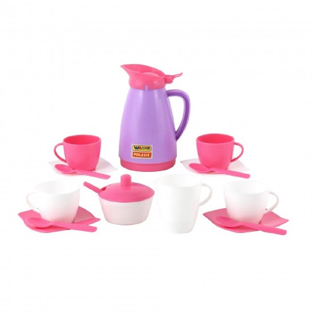 Polesie Spielzeug Geschirr 40626, 16-teiliges Kaffee-Set Teller, Tassen, Besteck - Bild 1