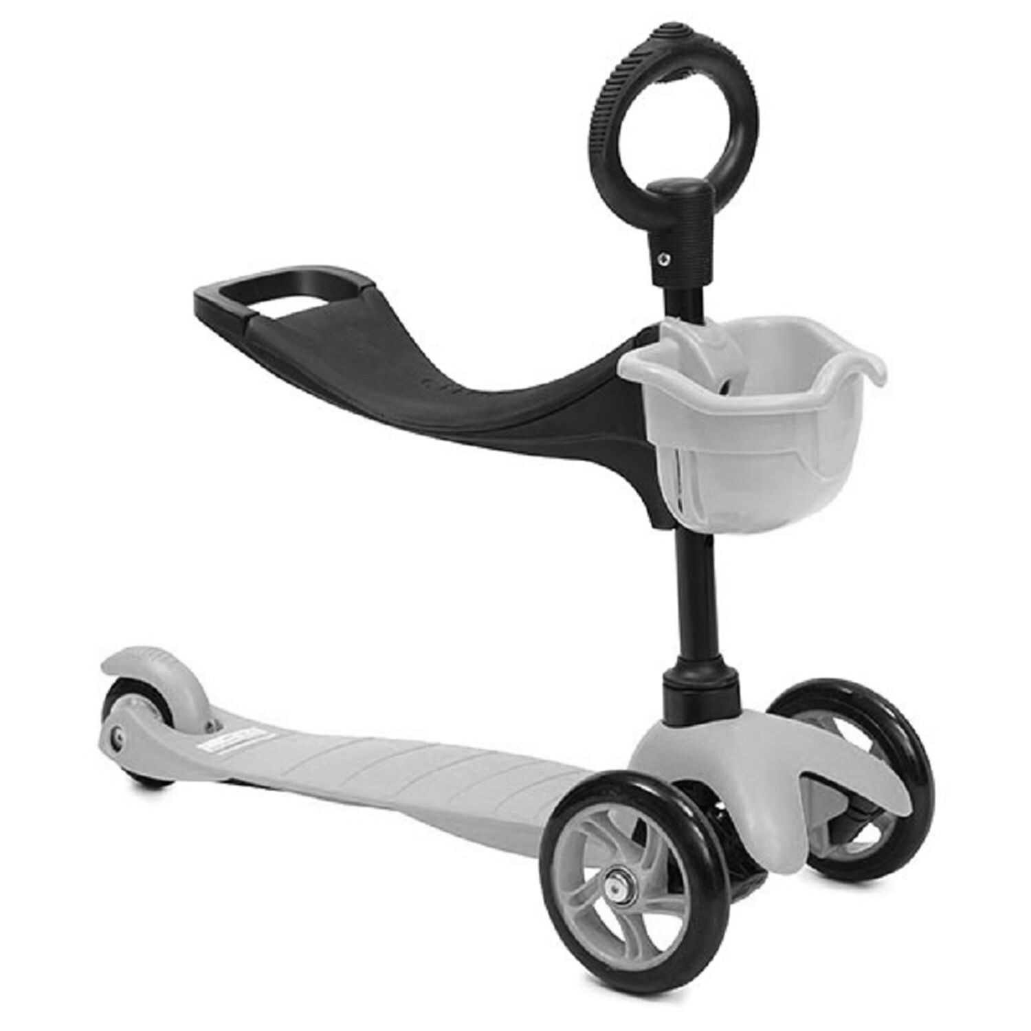 Kinderroller 3 in 1, Rutscher, Laufrad, Höhe einstellbar, Aufbewahrungskorb rosa