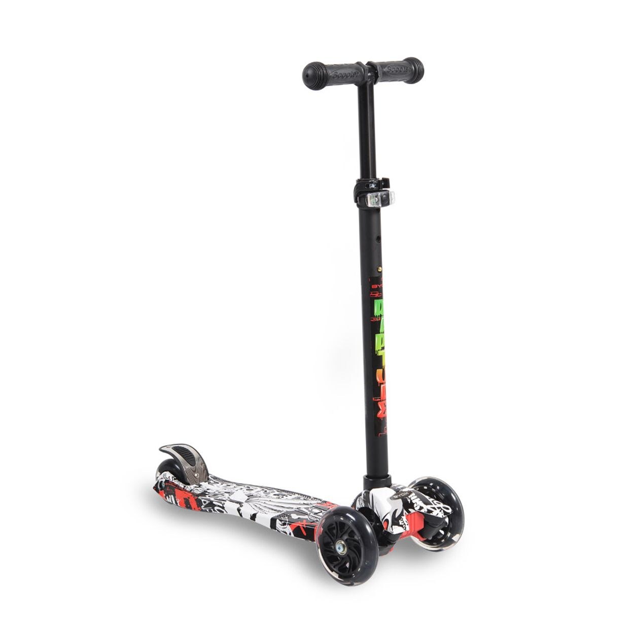 Byox Kinderroller Rapture, Aluminium Scooter mit LED-Rädern, Wassertransferdruck schwarz
