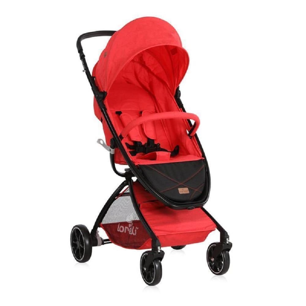 Lorelli Kinderwagen SPORT mit Korb, verstellbares Sonnendach, Fu&szlig;sack, klappbar rot - Bild 1