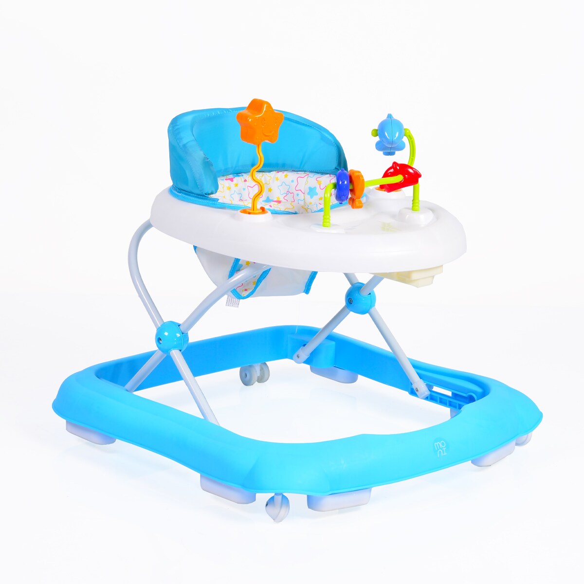 Lauflernwagen, Laufhilfe Eko höhenverstellbar, gepolsteter Sitz und Spielcenter blau