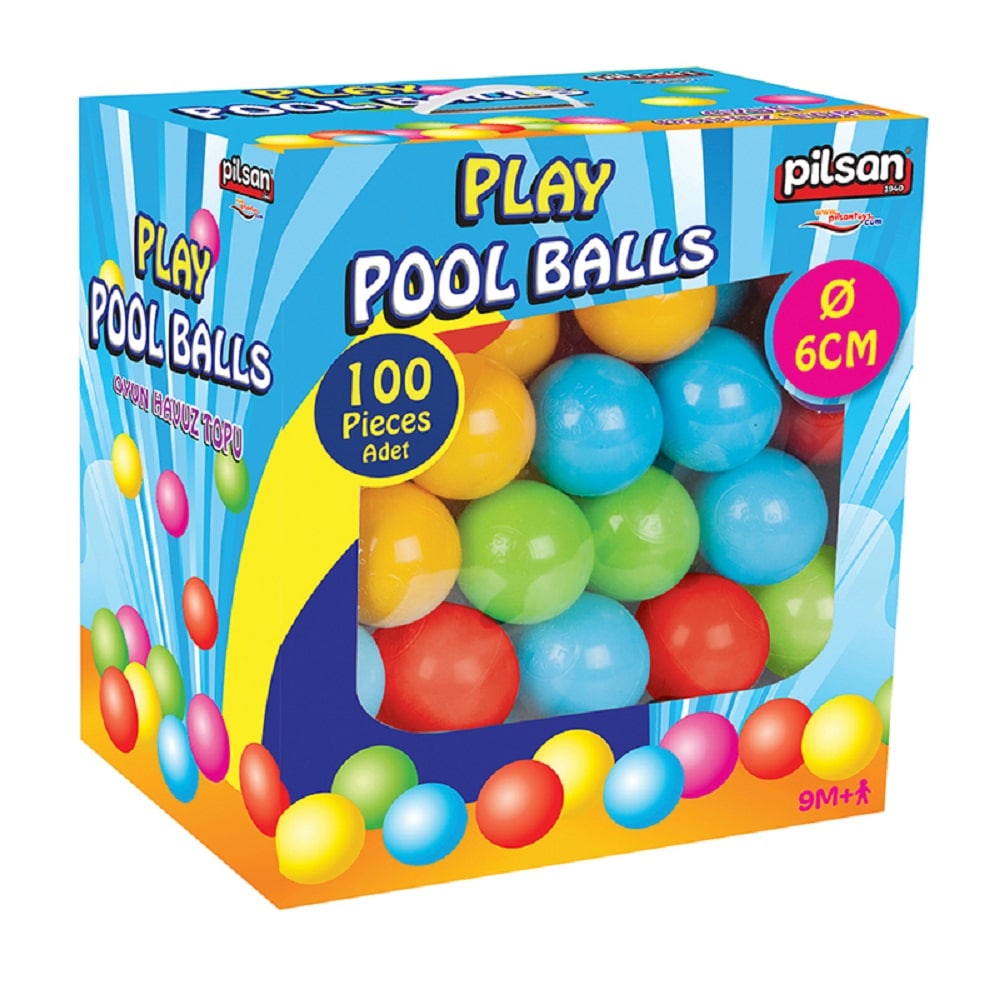 Pilsan B&auml;llebad 06400, 100 bunte Spielb&auml;lle je 6 cm Durchmesser im Karton - Bild 1