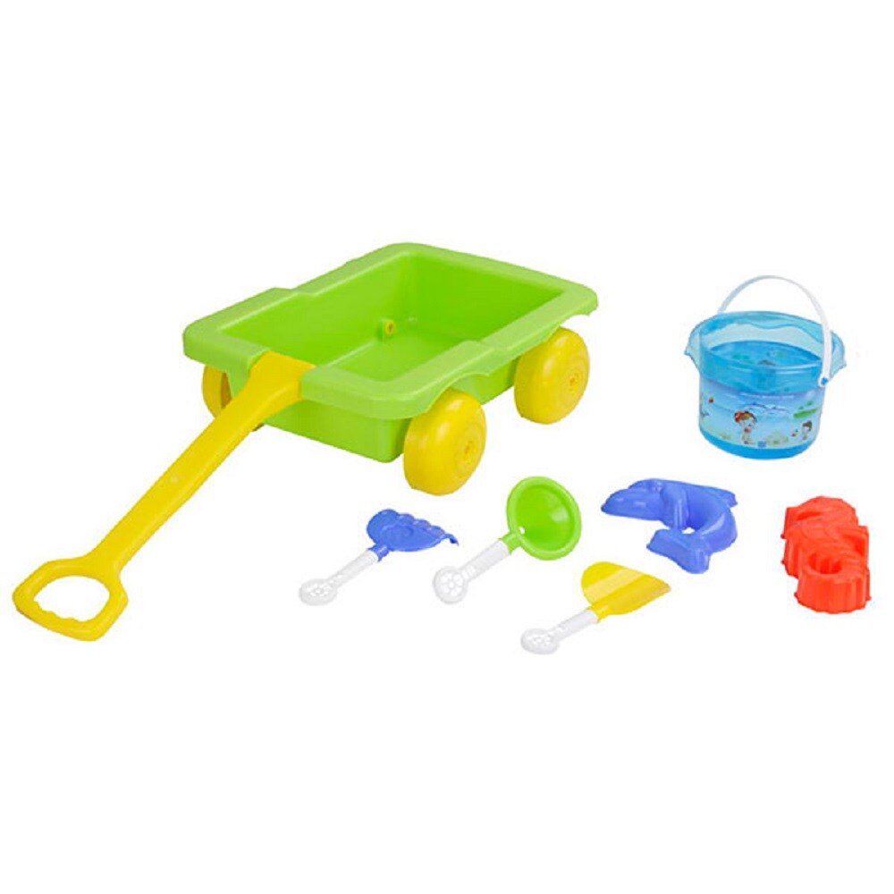 Pilsan 06112 Sandspielzeug Set mit Ziehwagen, Eimer, F&ouml;rmchen, Schaufeln, Rechen - Bild 1