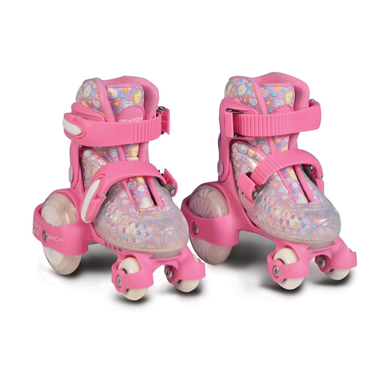Byox Rollschuhe Beetle Größe XS 26-29, PU-Rollen, ABEC-5 Lager, Stopper hinten pink