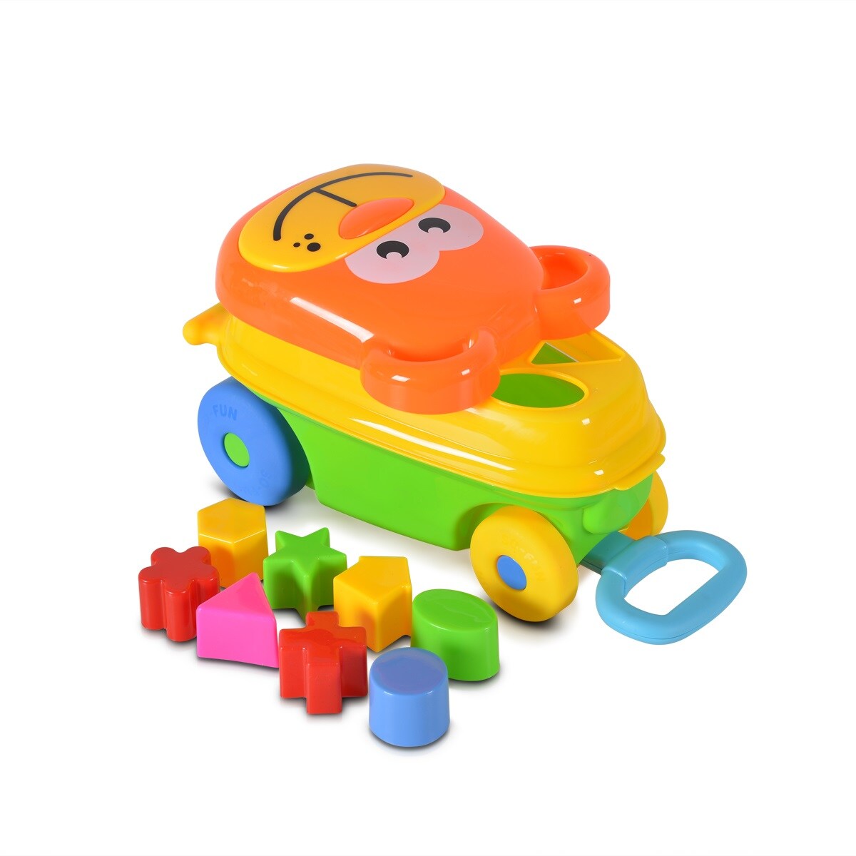 Moni 35368 Sortierer, Sortierspiel 2 in 1, Steckspielwagen und Spielzeugauto