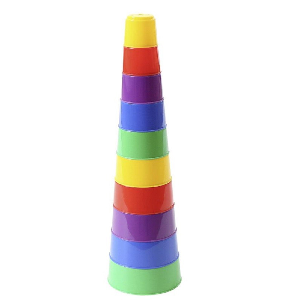 Polesie Stapelpyramide 35110, 10-teiliger Stapelturm, bunte Becher, H&ouml;he 41,5 cm - Bild 1