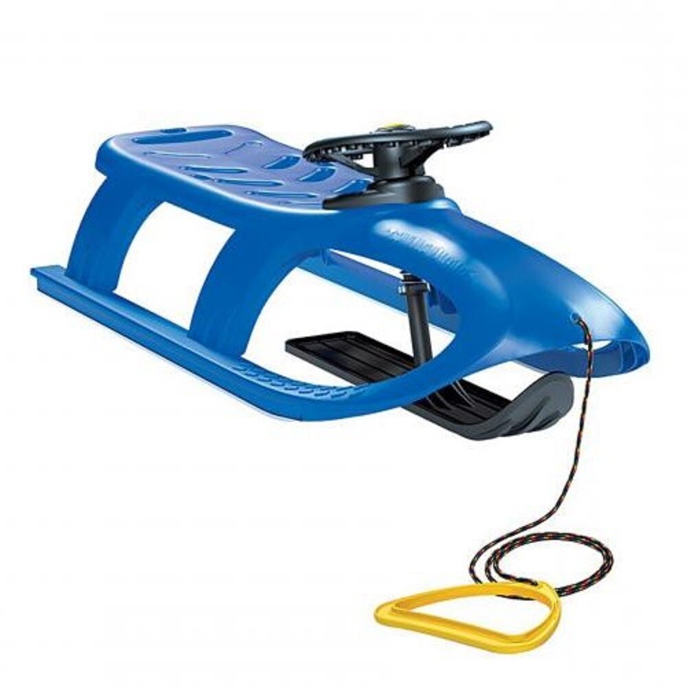 Kinderschlitten Bullet Control blau, Kunststoff, lenkbar, Kufe, Lenkrad mit Hupe - Bild 1