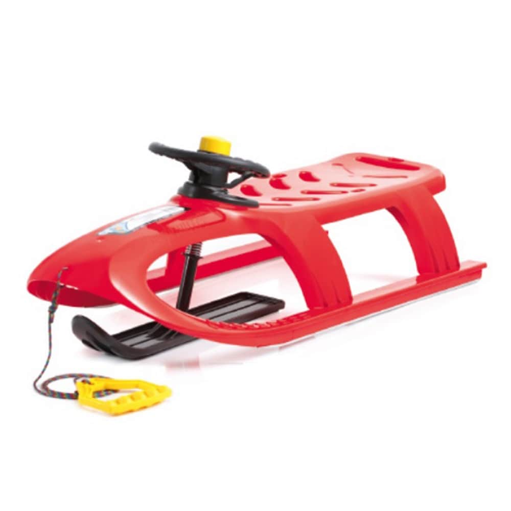 Kinderschlitten Bullet Control rot, Kunststoff, lenkbar, Kufe, Lenkrad mit Hupe - Bild 1