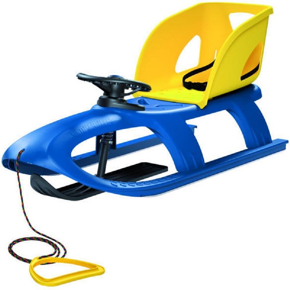 Kinderschlitten Bullet Control blau mit abnehmbarem Sitz und Lenkrad mit Hupe | 04260636040887