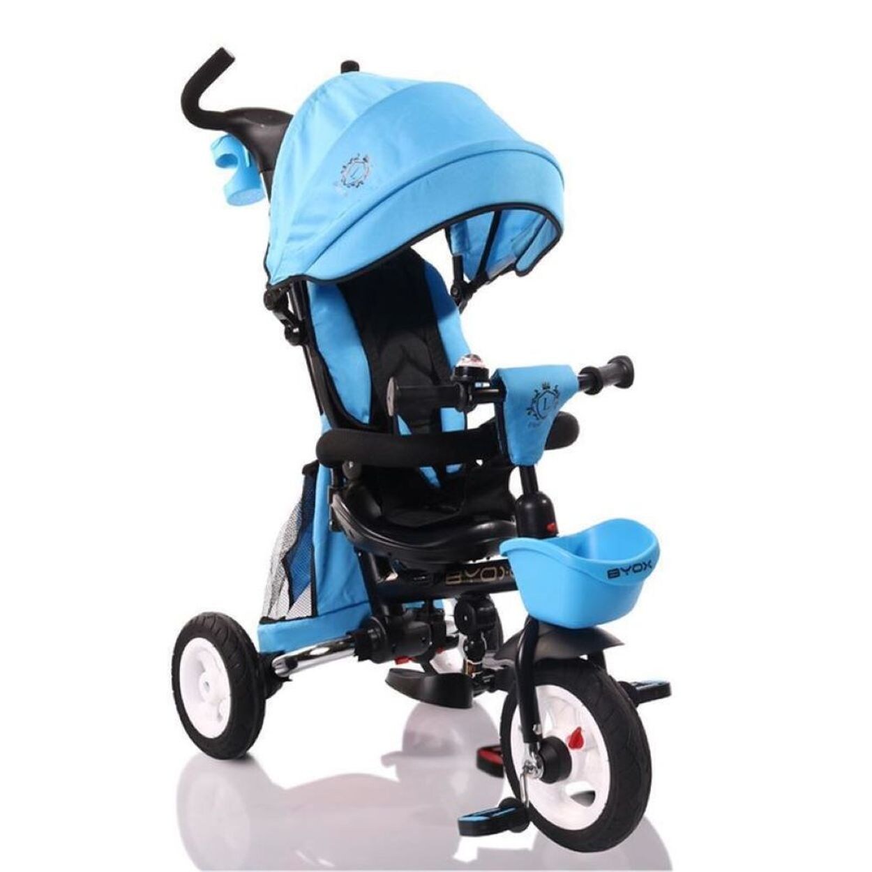 Byox Dreirad Flexy Lux 3 in 1 Tricycle, klappbar, Gummireifen, drehbarer Sitz blau