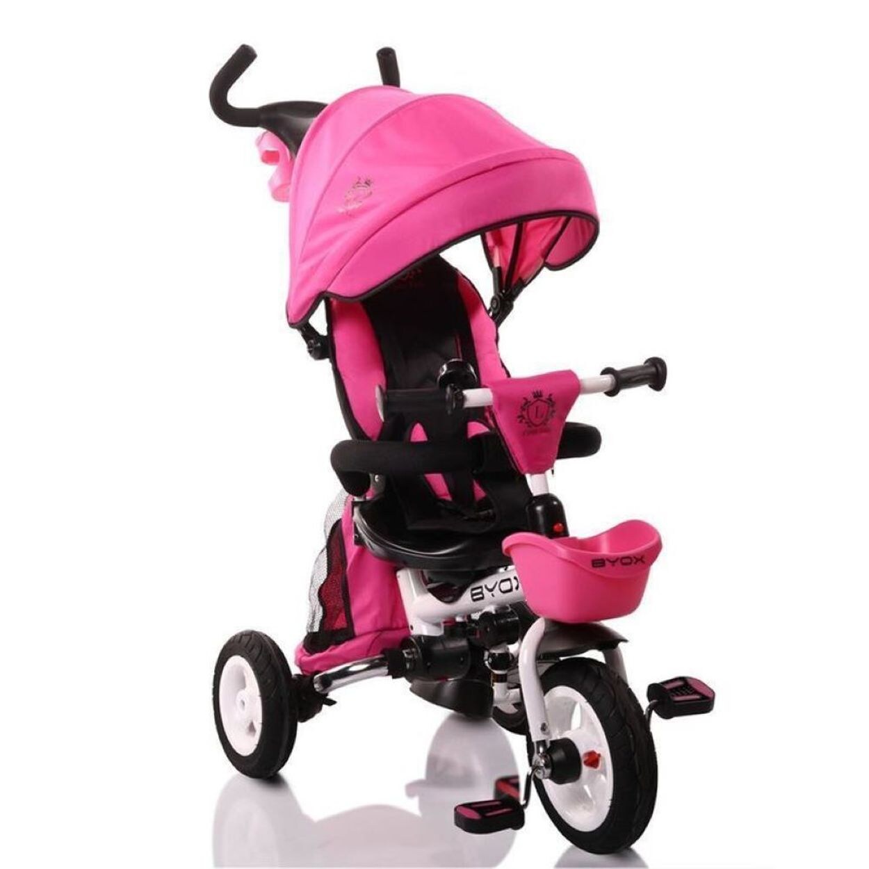 Byox Dreirad Flexy Lux 3 in 1 Tricycle, klappbar, Gummireifen, drehbarer Sitz pink