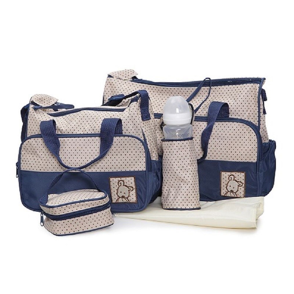 Moni Wickeltasche Stella, Set mit Wickelunterlage, Isoliertasche f. Babyflaschen blau