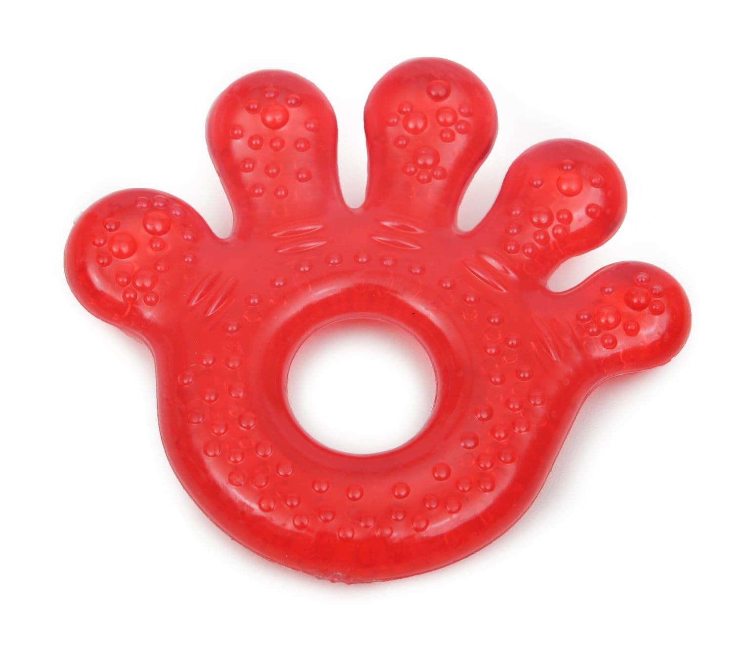 Bei&szlig;ring Pfote T1205 rot, K&uuml;hlbei&szlig;ring als Zahnungshilfe massiert und lindert - Bild 1