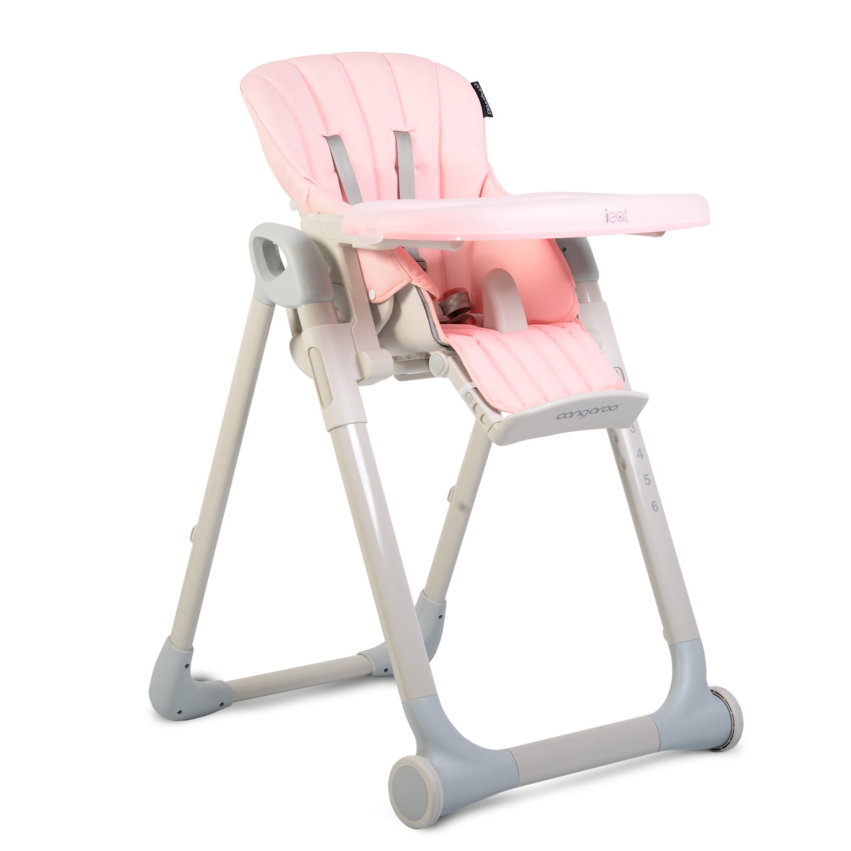 Cangaroo Hochstuhl I eat h&ouml;henverstellbar, klappbar, doppelter Tisch Fu&szlig;st&uuml;tze rosa - Bild 1