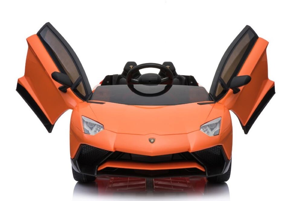 ES-Toys Kinder Elektroauto Lamborghini Aventador SV EVA-Reifen Kunstledersitz orange - Bild 1