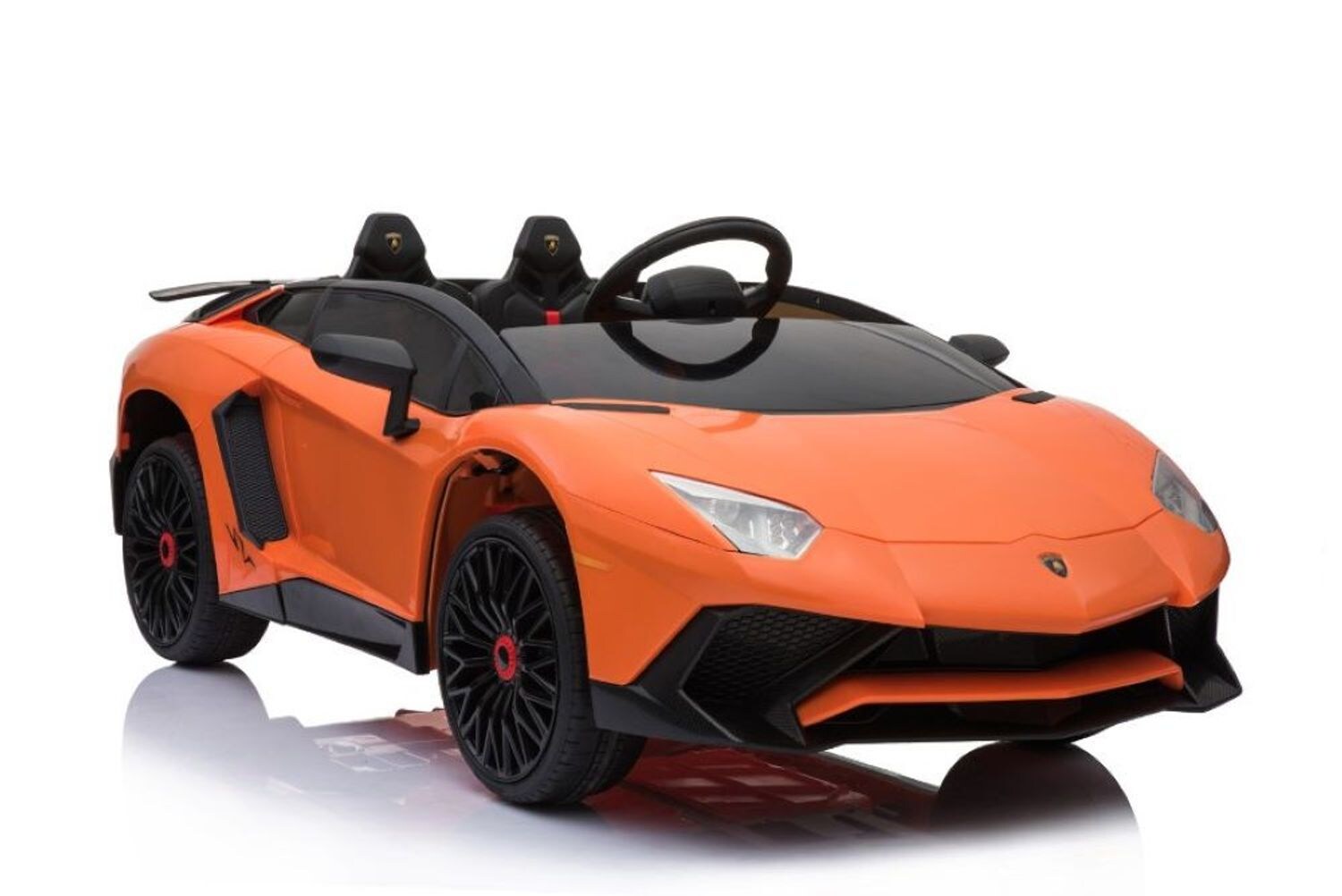 ES-Toys Kinder Elektroauto Lamborghini Aventador SV EVA-Reifen Kunstledersitz orange