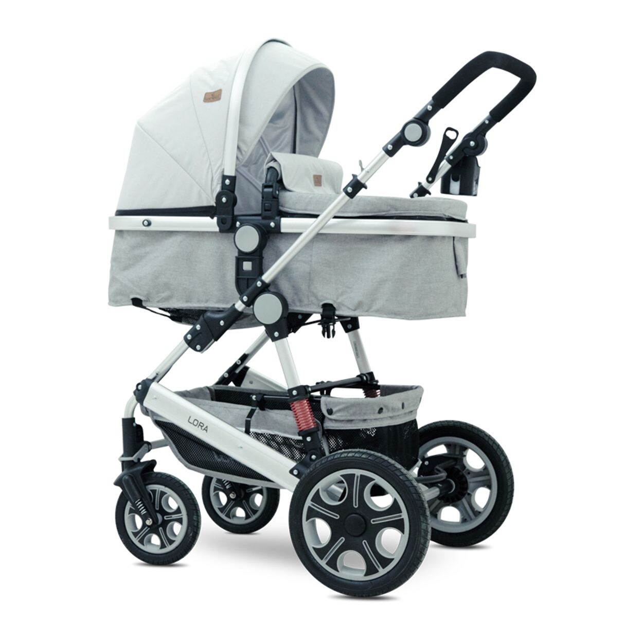 Lorelli Kinderwagen Lora faltbar Gummir&auml;der Tragetasche Sportsitz Fu&szlig;abdeckung grau - Bild 1