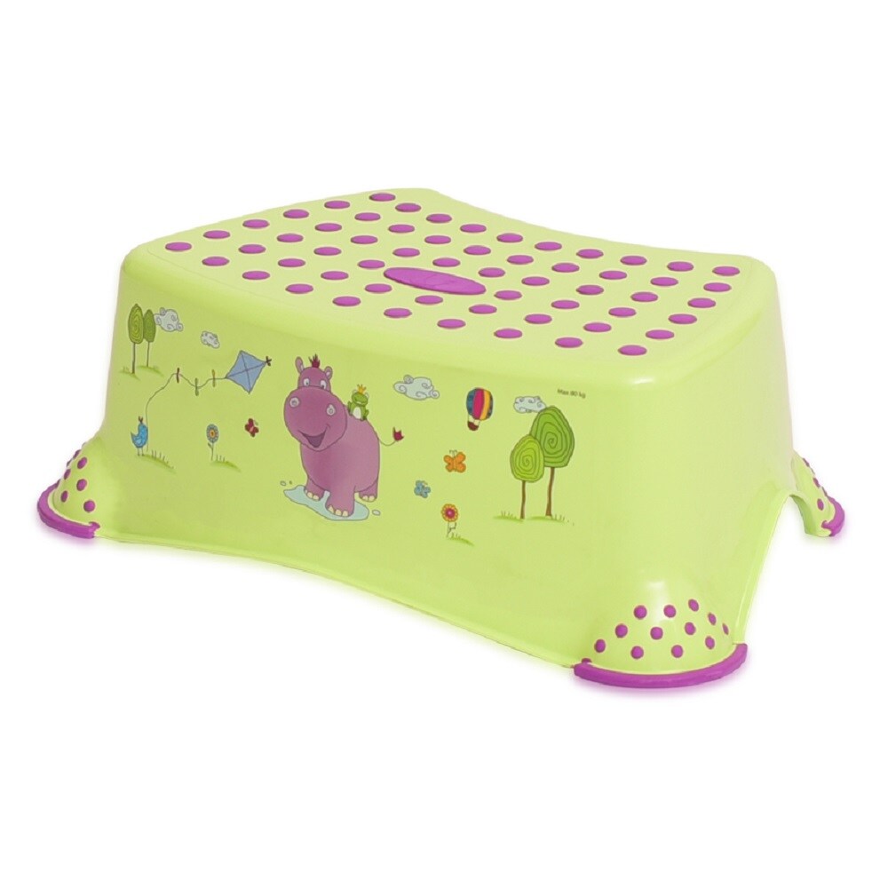 Lorelli einstufiger Kinder Badhocker Hippo, Tritthocker rutschfest, Gummi-Noppen in gr&uuml;n - Bild 1