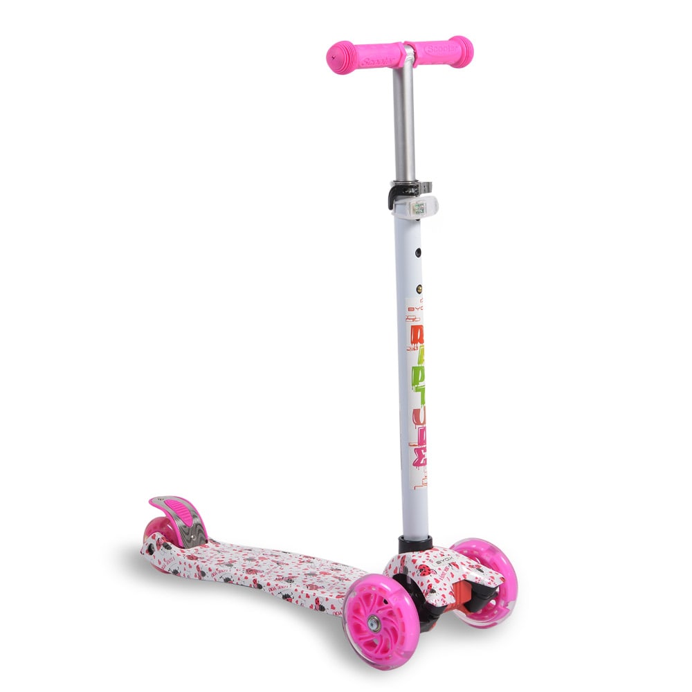 Byox Kinderroller Scooter Rapture aus Alu, Wassertransferdruck, PU Leuchtr&auml;der wei&szlig; - Bild 1