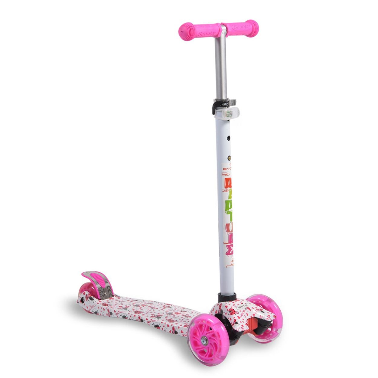 Byox Kinderroller Rapture, Aluminium Scooter mit LED-Rädern, Wassertransferdruck weiß