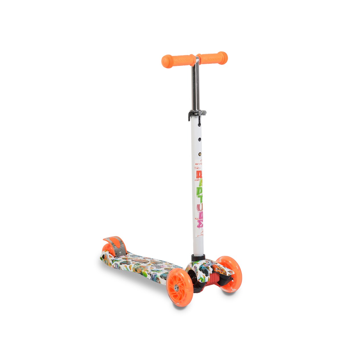 Byox Kinderroller Scooter Rapture aus Alu, Wassertransferdruck, PU Leuchtr&auml;der orange - Bild 1