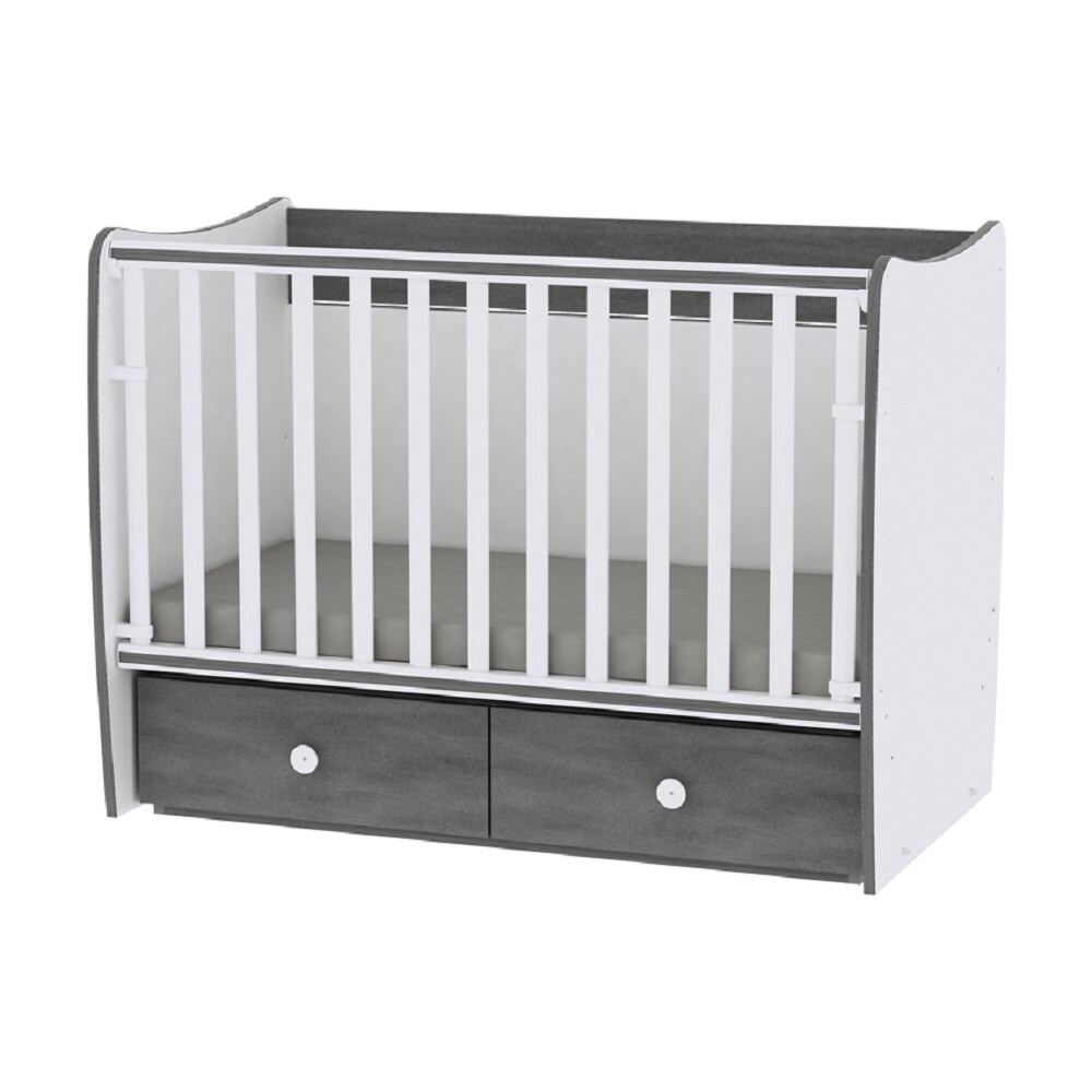 Lorelli Babybett MATRIX NEW, Babyschaukel, 2 Schubladen, Kinderbett, 120 x 60 cm dunkelgrau | 03800151985969