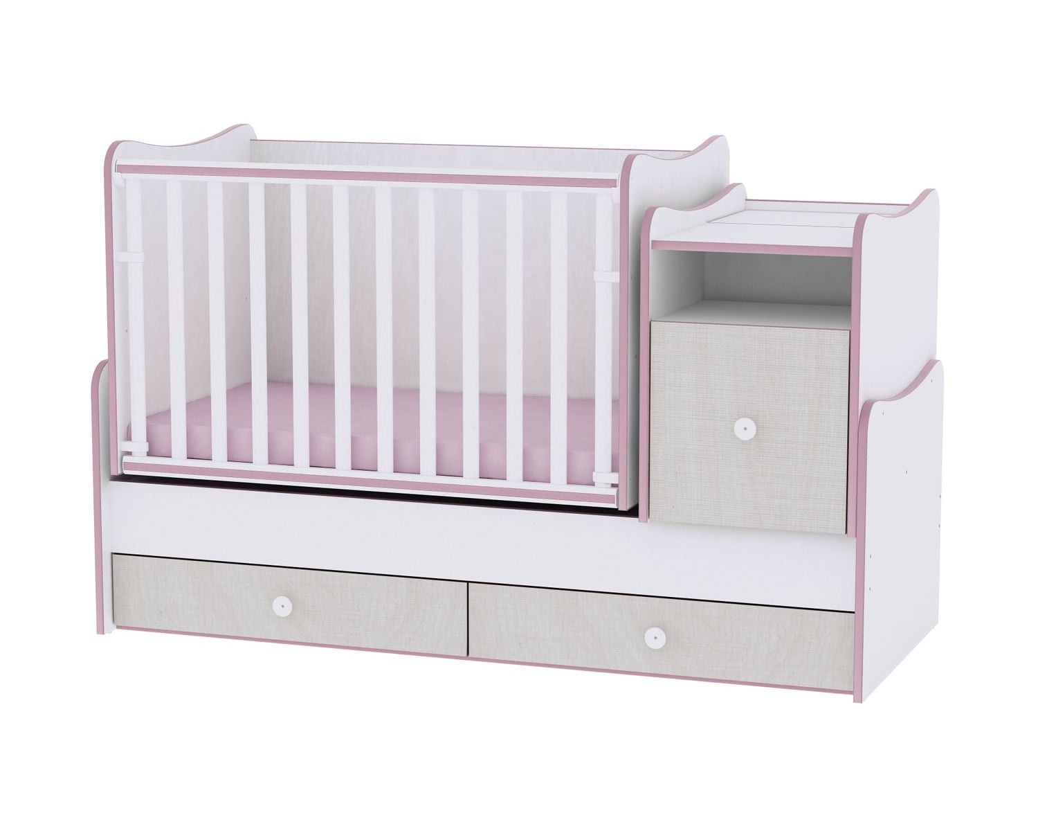 Lorelli Babybett Trend Plus NEW Schaukelfunktion Jugendbett Kommode Schreibtisch rosa - Bild 1
