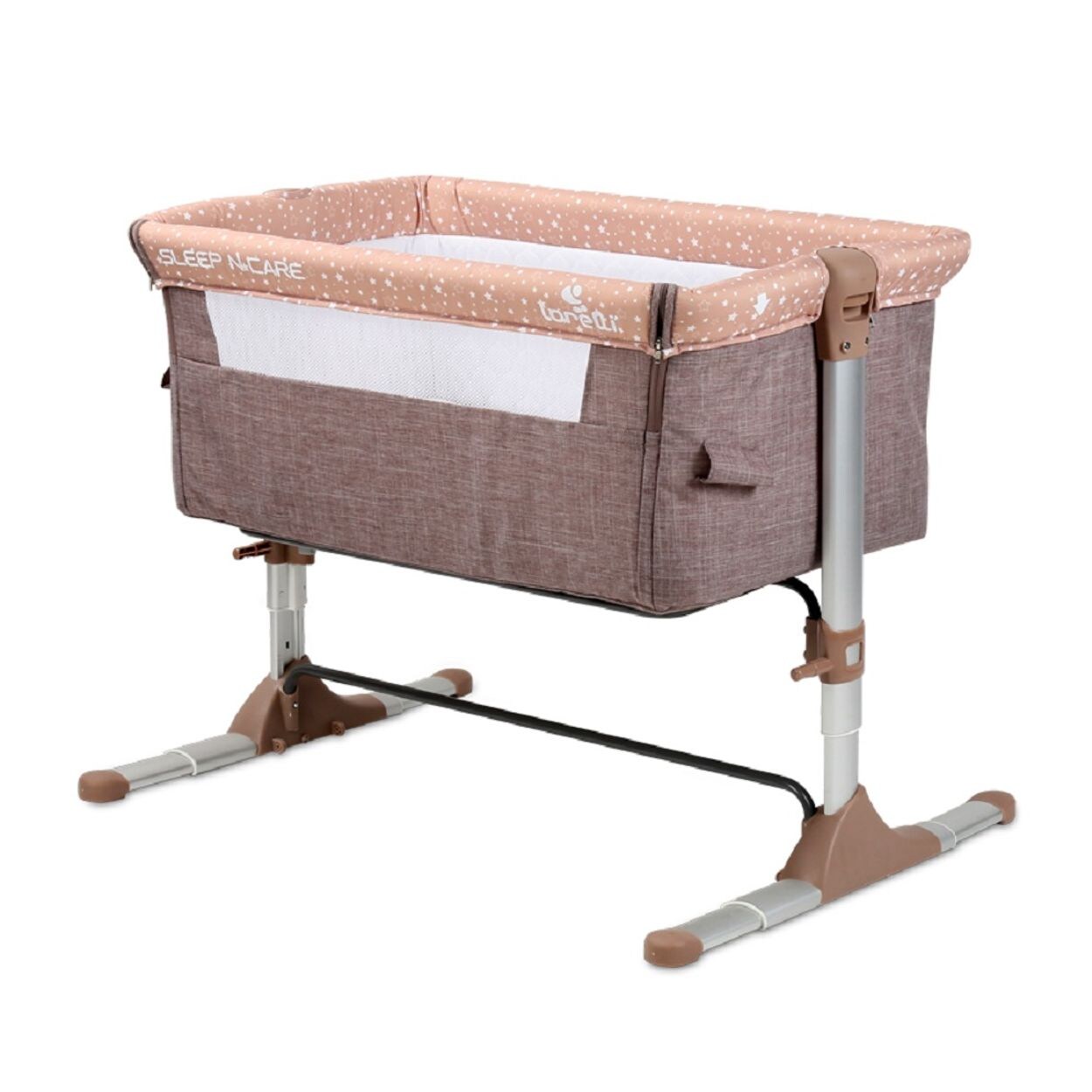 Lorelli Babybett Sleep n Care ab Geburt, Matratze, höhenverstellbar, Öffnung beige