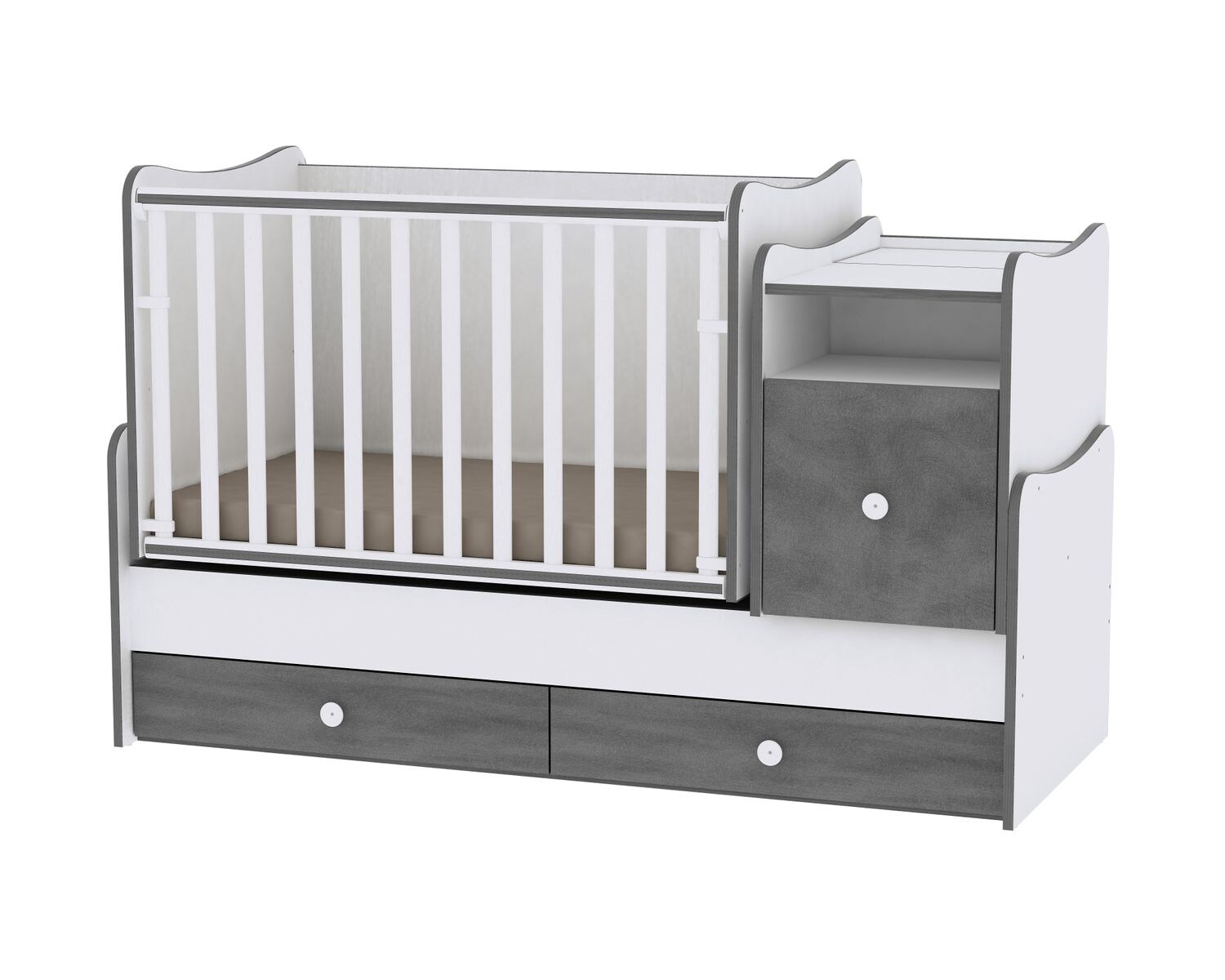 Lorelli Babybett Trend Plus NEW Schaukelfunktion Jugendbett Kommode Schreibtisch in dunkelgrau - Bild 1