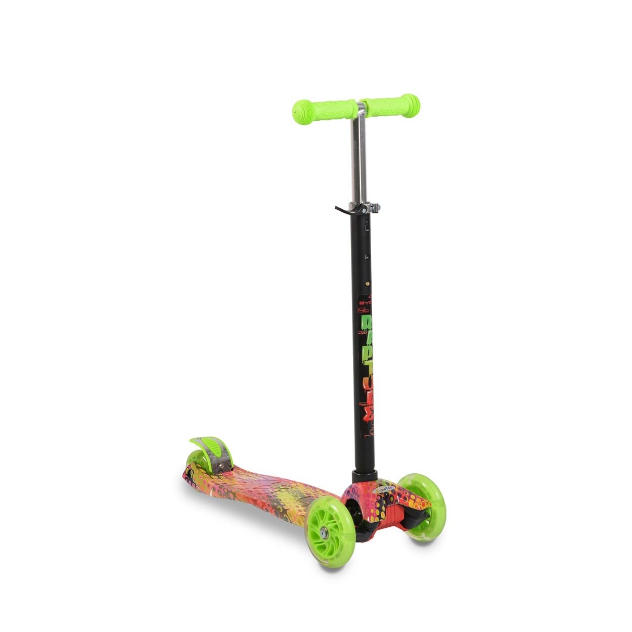 Byox Kinderroller Rapture, Aluminium Scooter mit LED-Rädern, Wassertransferdruck grün