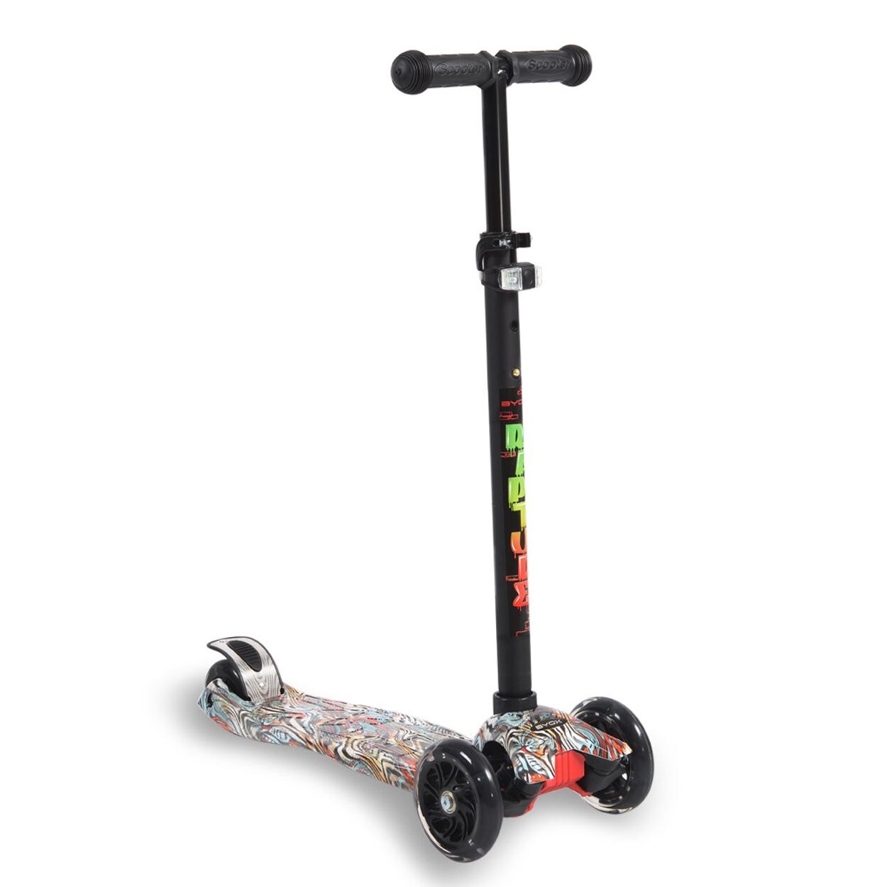 Byox Kinderroller Rapture, Aluminium Scooter mit LED-Rädern, Wassertransferdruck türkis
