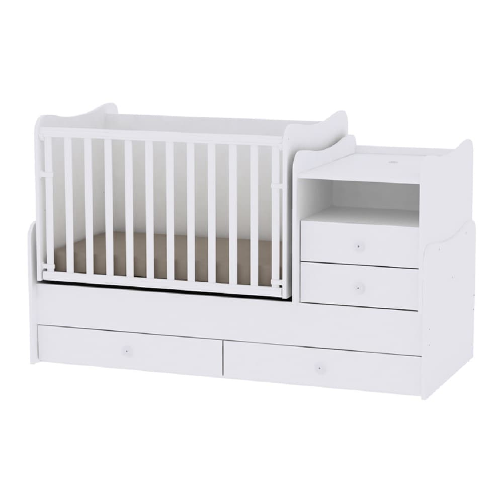 Lorelli Babybett Jugendbett Combo umbaubar 2 Kinder gleichzeitig Schaukelfunktion in wei&szlig; - Bild 1
