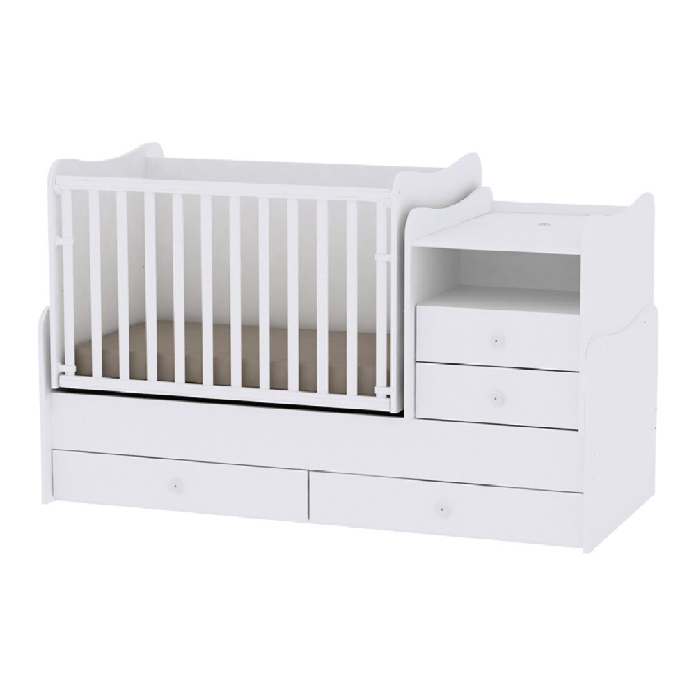 Lorelli Babybett Jugendbett Combo umbaubar 2 Kinder gleichzeitig Schaukelfunktion in weiß | 03800151972235
