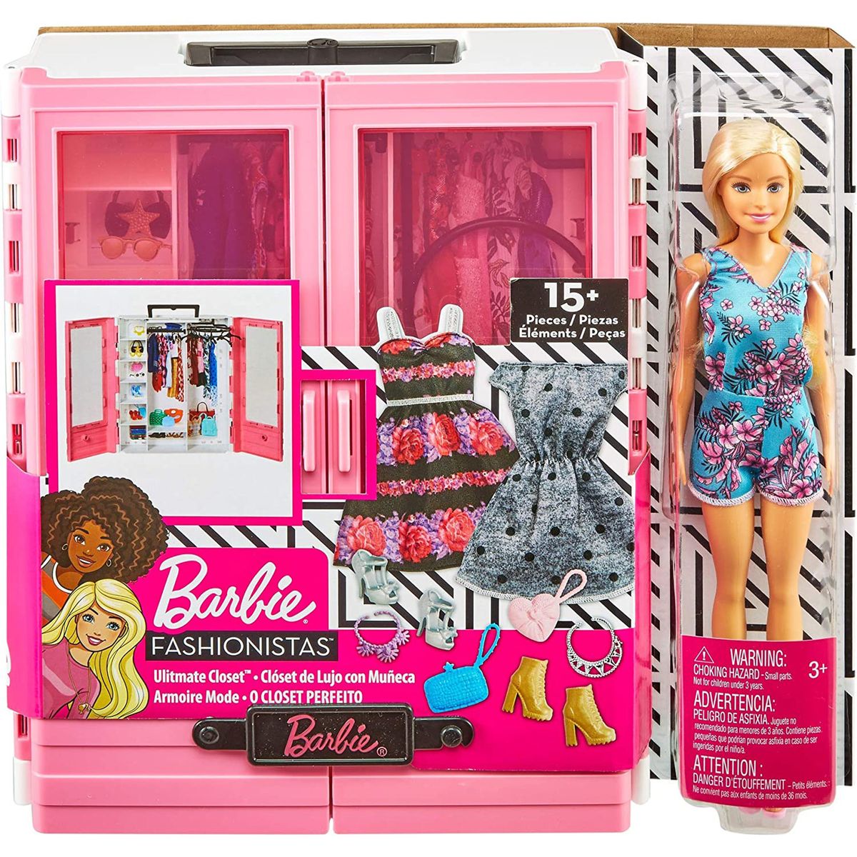 Mattel GBK12 - Barbie - Fashionistas - Traum-Kleiderschrank mit Zubeh&ouml;r und Puppe - Bild 1