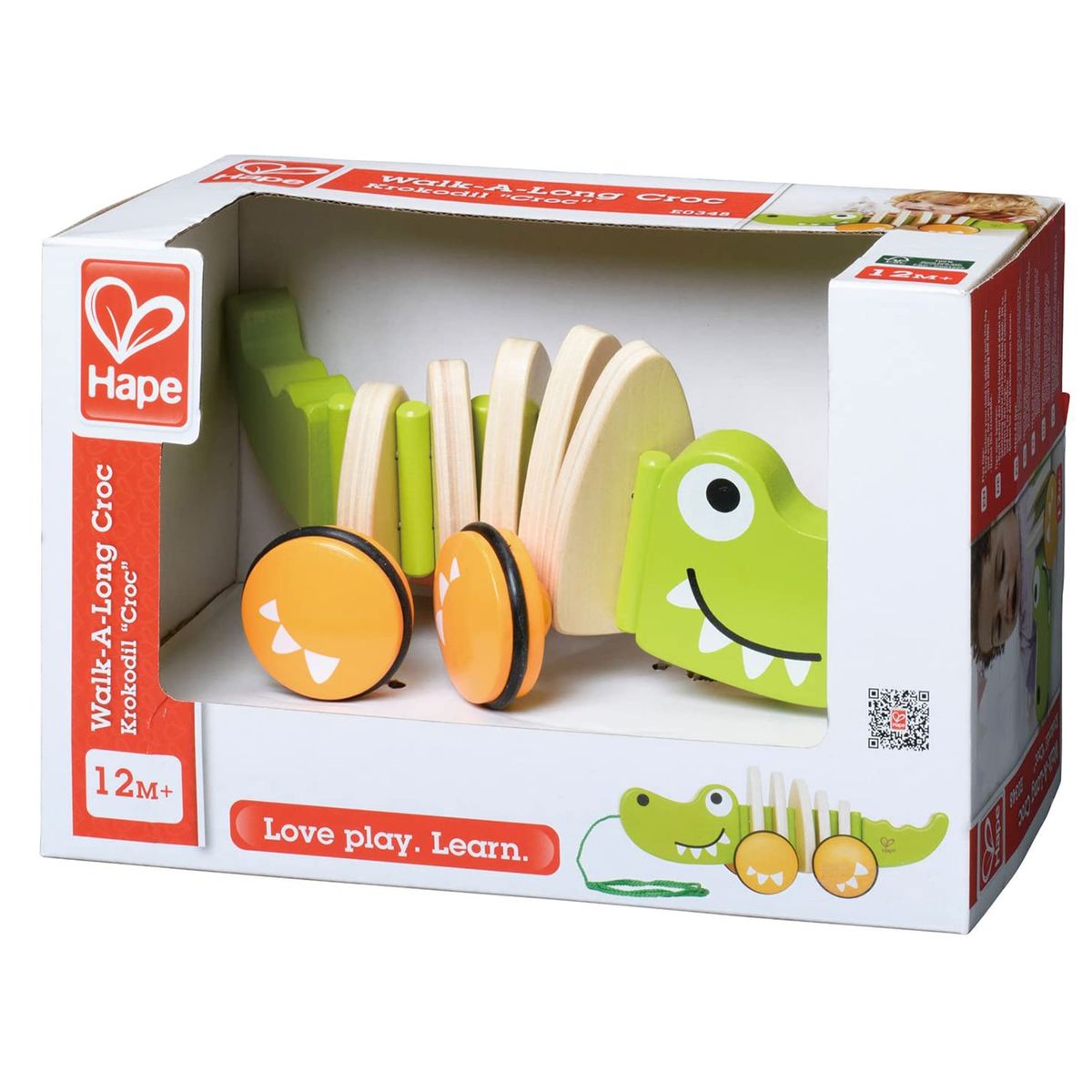 Hape E0348 - Schiebe- und Nachziehspielzeug aus Holz, 29cm, Krokodil - Bild 1