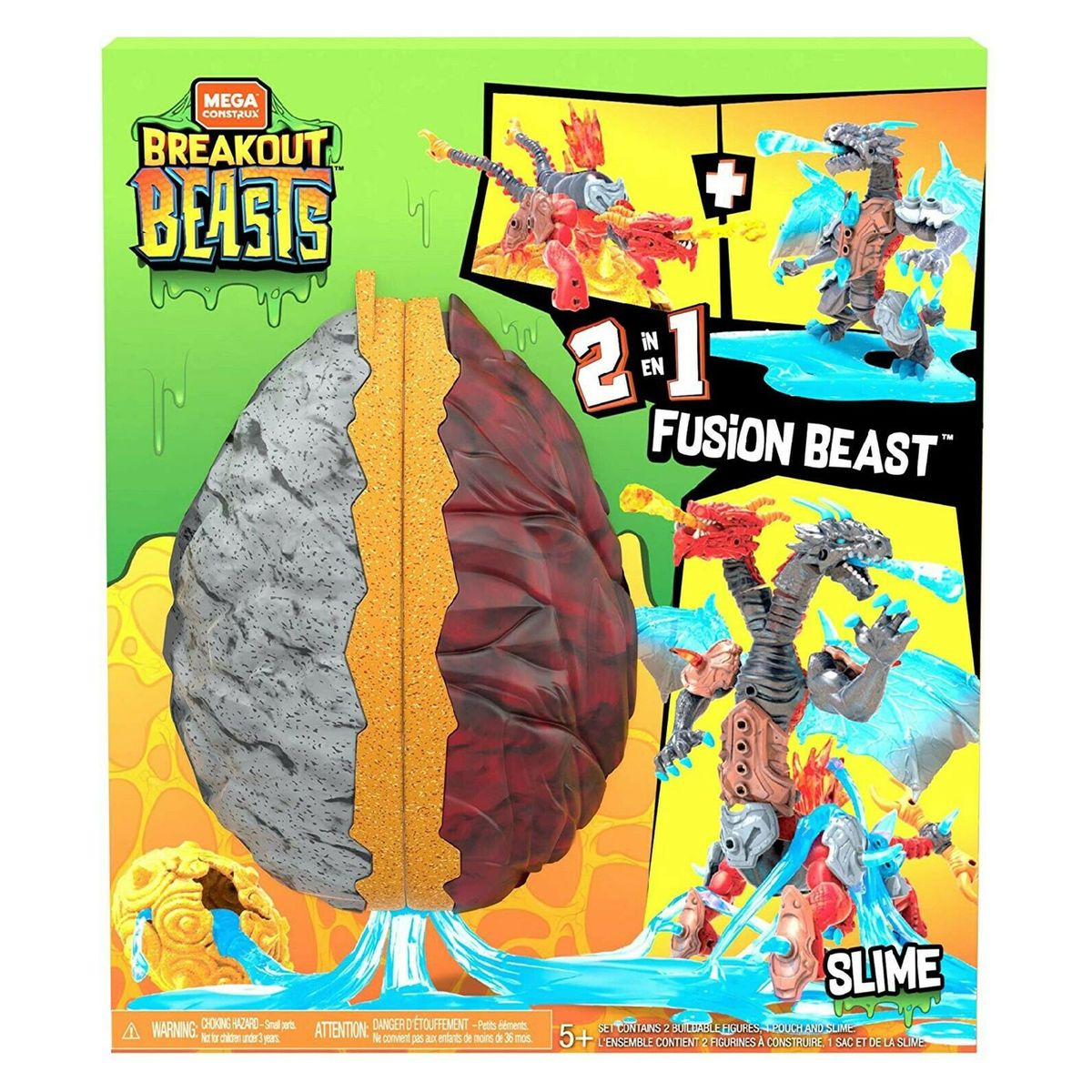 Mattel GGJ66 - Mega Construx - Breakout Beasts - Schleimspielzeug im Ei, 2-in-1 Fusion Beast - Bild 1
