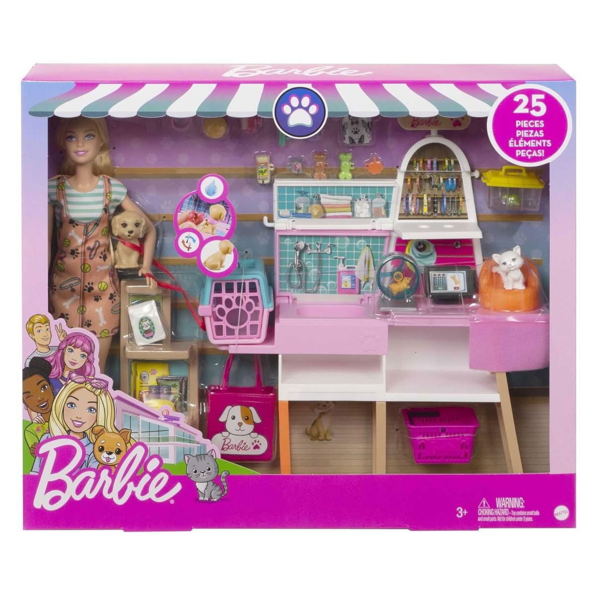 Mattel GRG90 - Barbie - Spielset mit Puppe und Zubeh&ouml;r, Haustiersalon - Bild 1