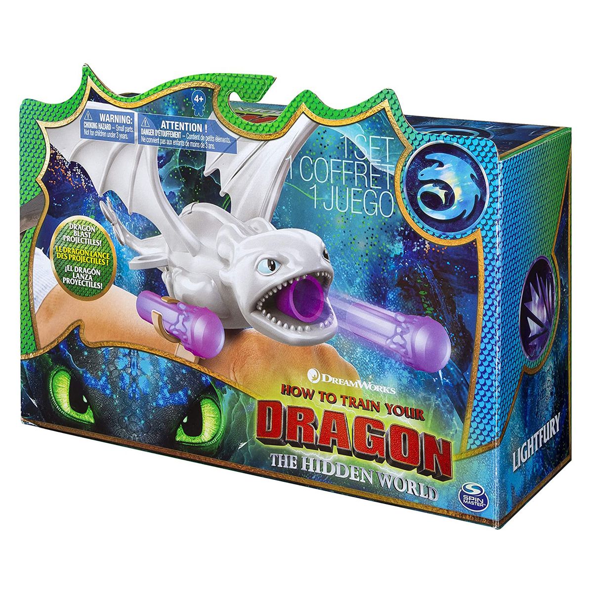 Spin Master 6045115 (20104398) - Dreamworks Dragons 3 - Handgelenkschleuder, Lightfury/Tagschatten - Bild 1