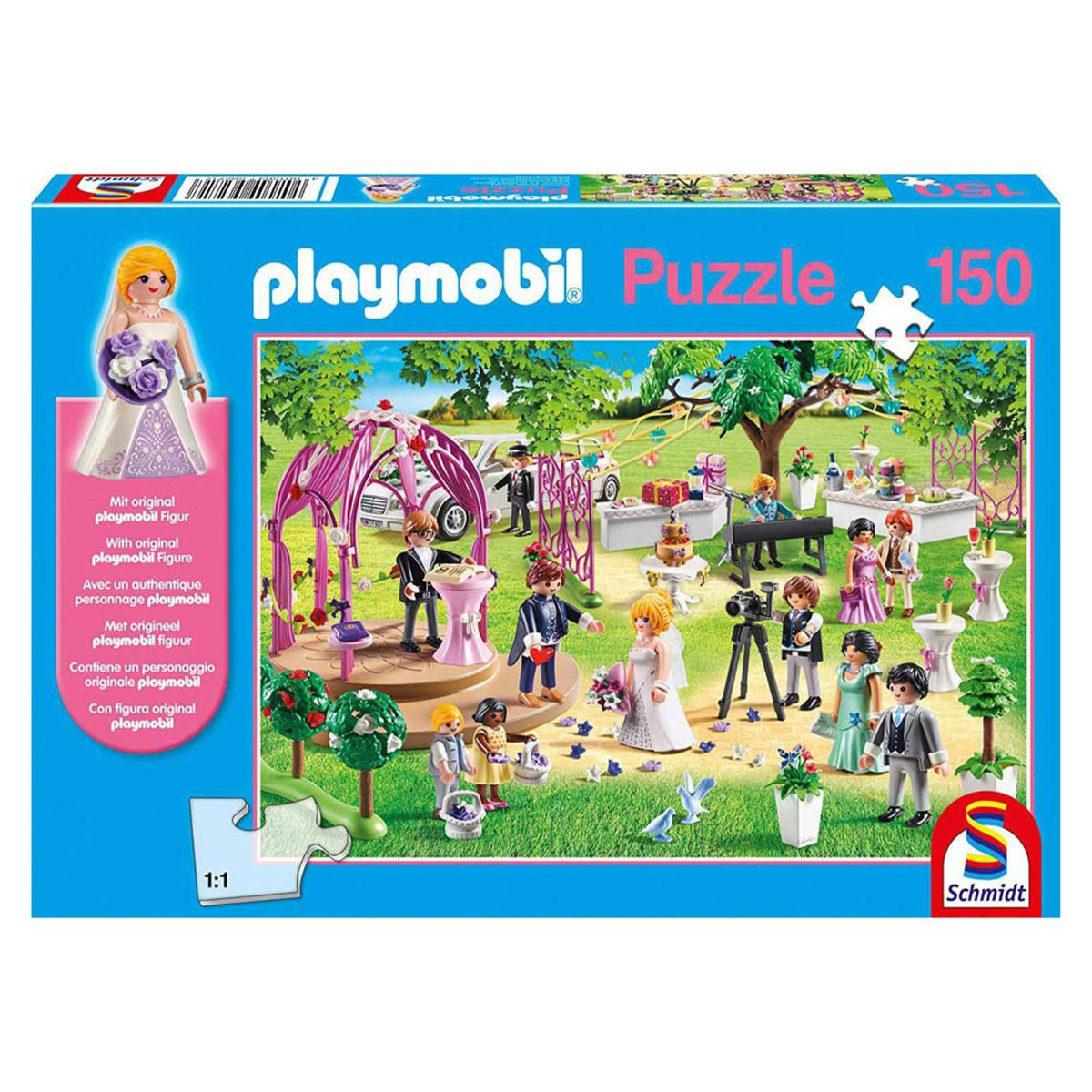 Schmidt 56271 - PLAYMOBIL&reg; - Puzzle, 150 Teile, inkl. original Figur, Die Hochzeit - Bild 1