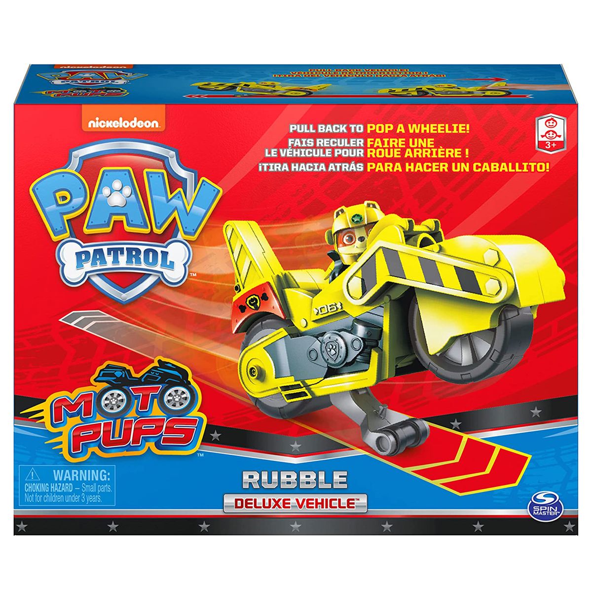Spin Master 6060226 (20129829) - Paw Patrol - Moto Pups - Basis Fahrzeuge, mit R&uuml;ckzugs- und Wheelie-Funktion, Moto Pups inkl. Figur, Rubbles Motorrad - Bild 1