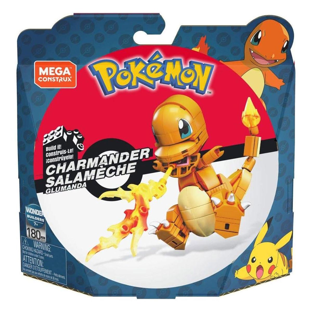 Mattel GKY96 - Mega - Pok&eacute;mon - Glumanda, Klemmbaustein-Set, 180 Teile - Bild 1
