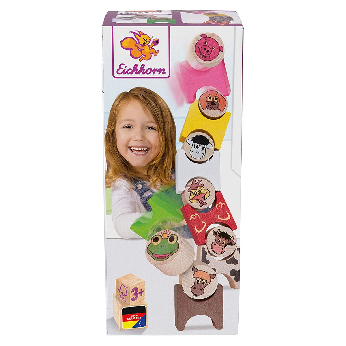 Simba 100072315 - Eichhorn - Holz-Stapeltiere, 14 Teile, Bauernhof - Bild 1