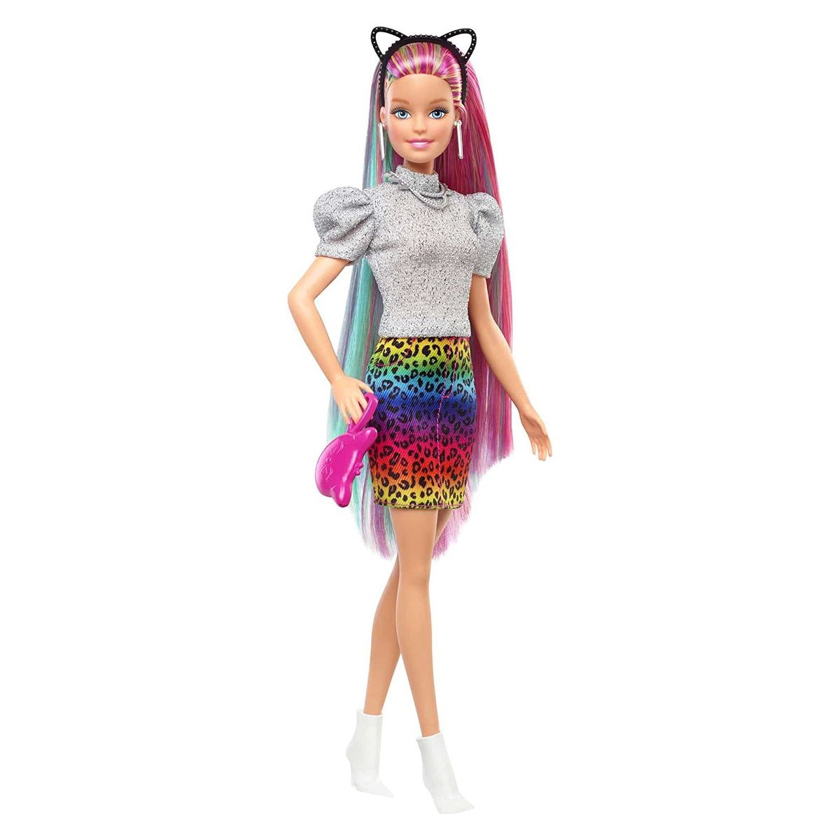 Mattel GRN81 - Barbie - Puppe, 16 Zubeh&ouml;rteile, Leoparden Regenbogen-Haar - Bild 1