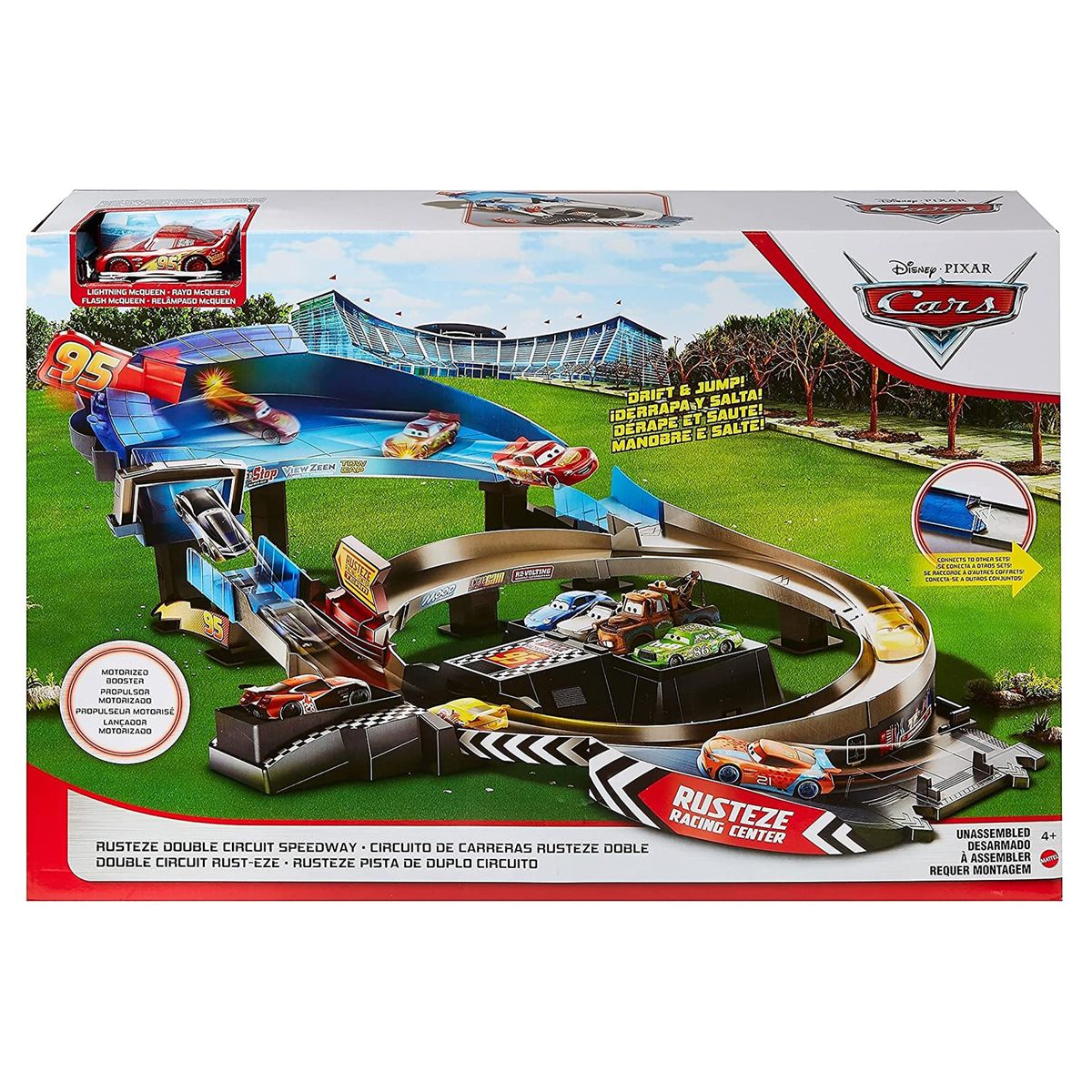 Mattel GNW06 - Disney Pixar Cars - Lightning McQueen Doppel-Rennstrecke 120 cm, inkl. Fahrzeug - Bild 1