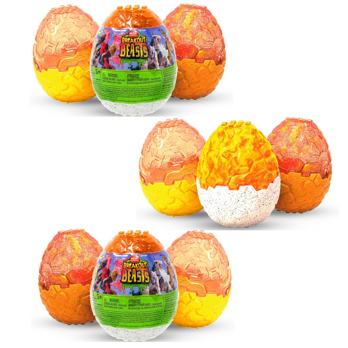 Mattel GLK05 BUNDLE - Mega Construx - Breakout Beasts - 9 Schleim-Eier mit 9 verschiedenen Figuren - Bild 1