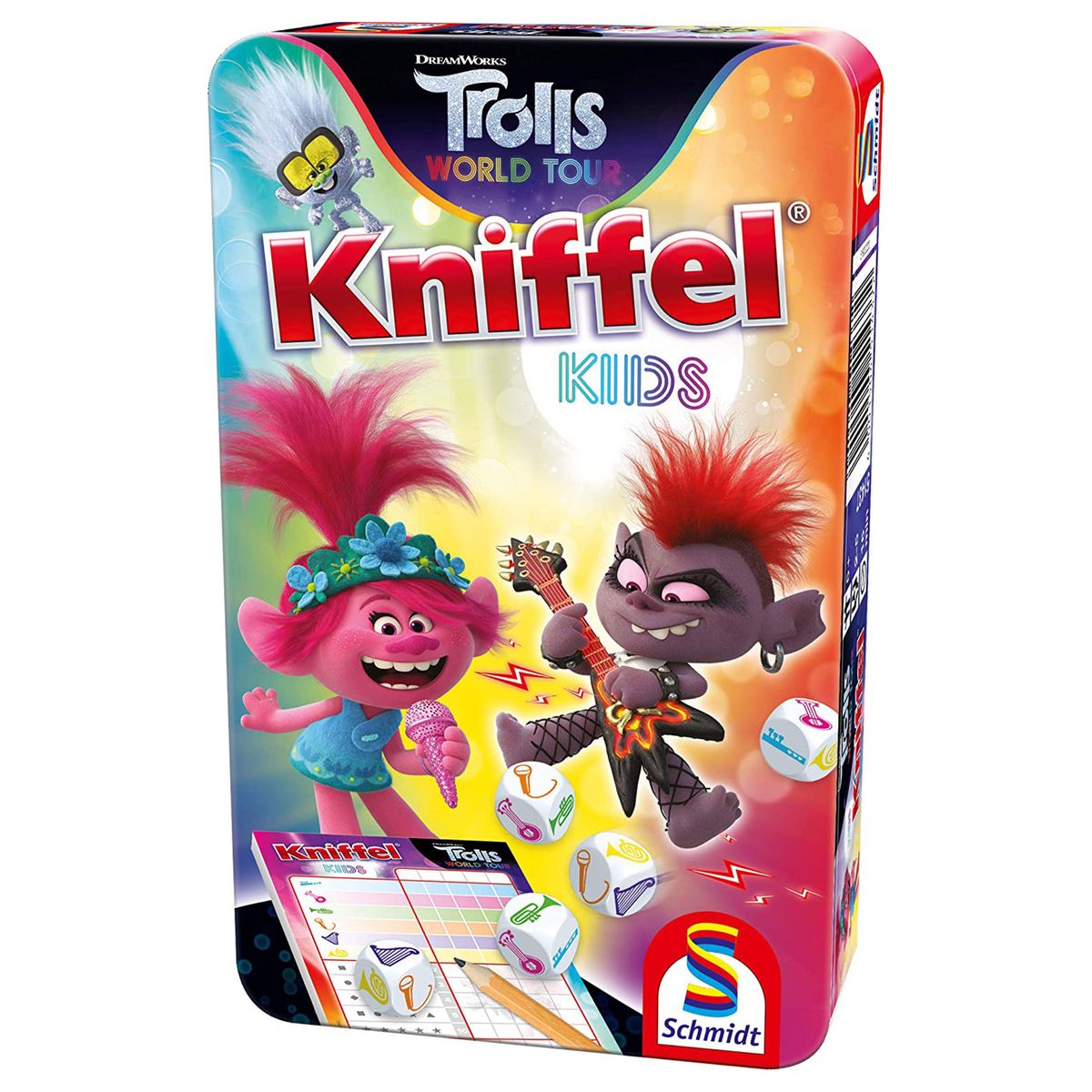 Schmidt 51437 - DreamWorks - Trolls - Mitbringspel in Metalldose, Kniffel Kids - Bild 1