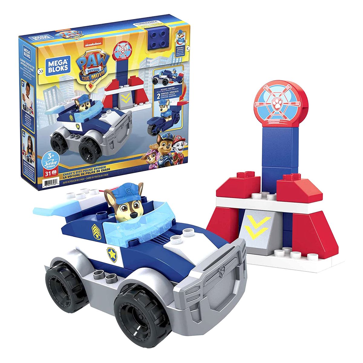 Mattel GYJ00 - Paw Patrol - Mega Bloks - Junior Builders - Polizeifahrzeug, Chase - Bild 1